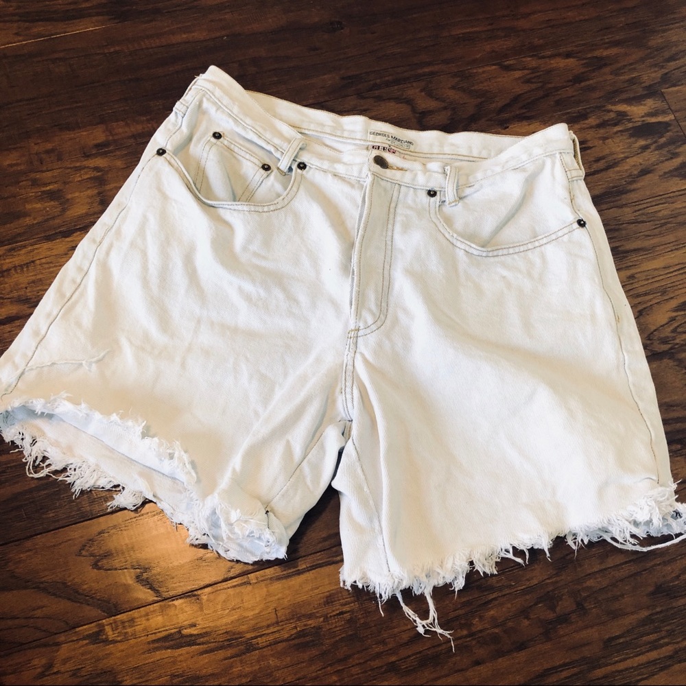 Vintage white washed jean shorts